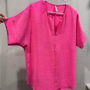 Vibrant Pink Textured Women's Top